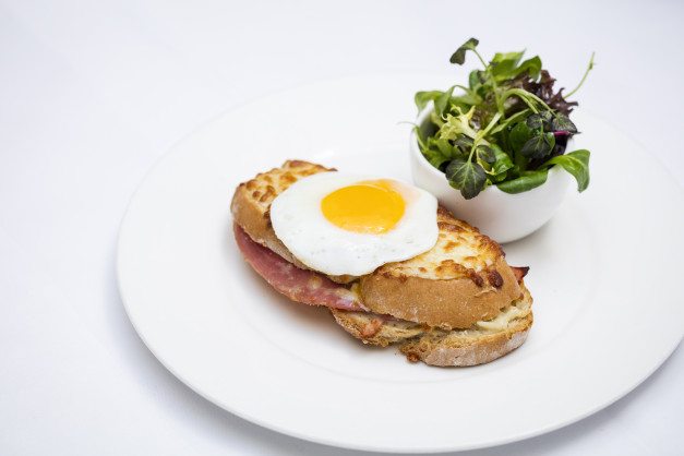 croque madame with cress side salad